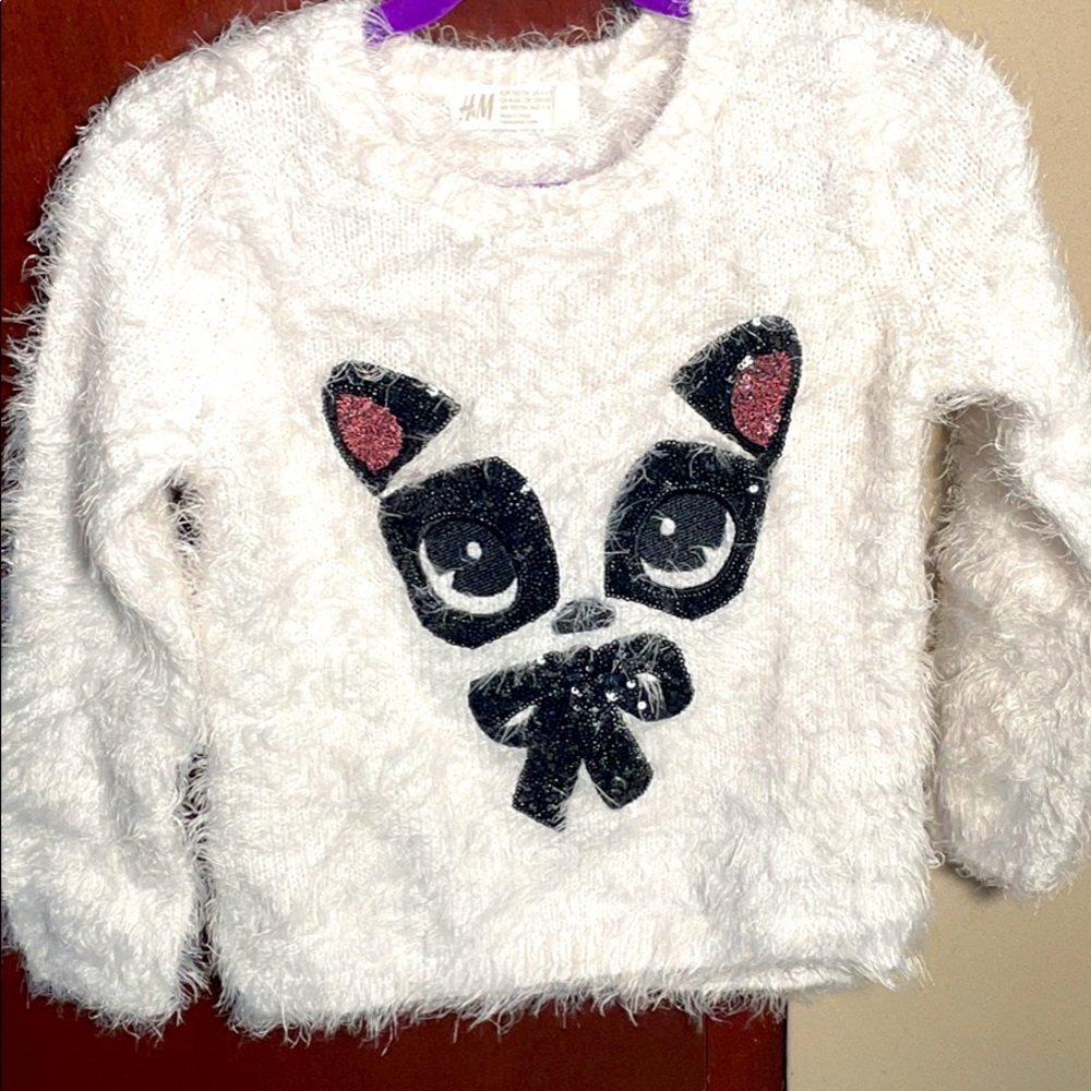 Fuzzy Sequin Cute Animal Sweater - Kids Size 5/6